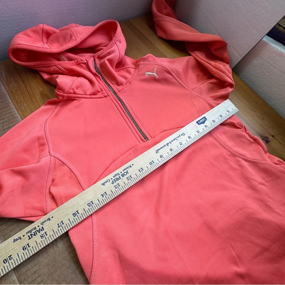 Puma quarter zip pullover hoodie size small orange women's - Picture 6 of 10